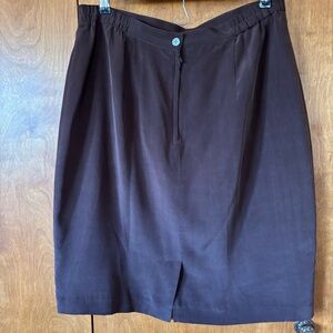 Y2K 100% Silk Classic Dark Brown Pencil Skirt